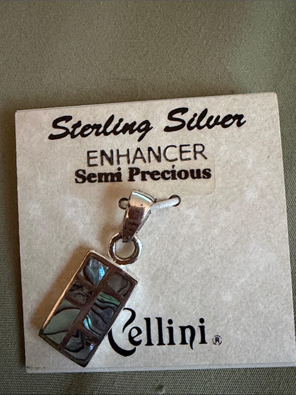 Cellini Sterling Silver Abalone Enhancer Pendant - Iridescent Green